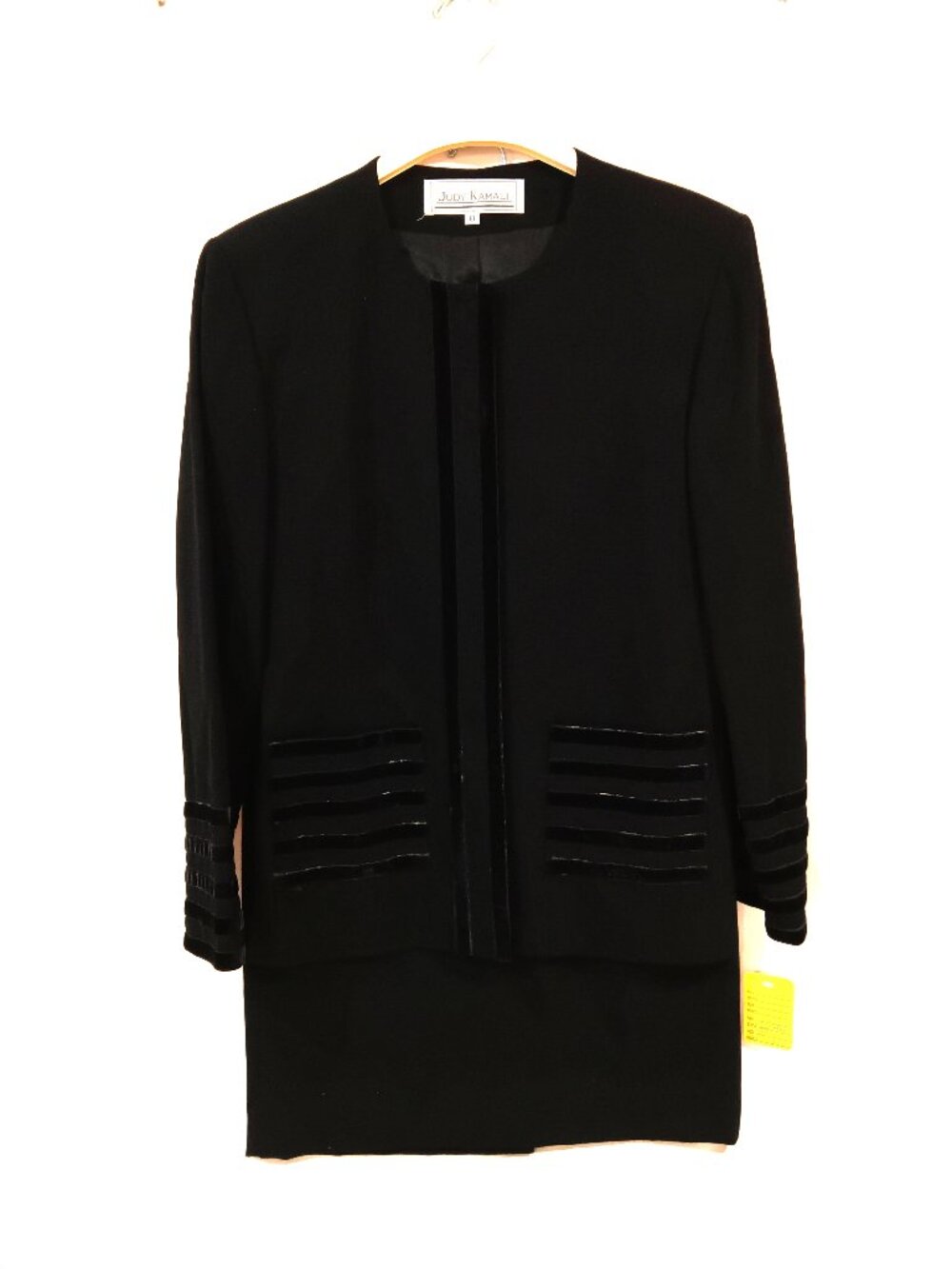 Judy Kamali Skirt Suit Size 8 Fits M Vintage Women 2 Piece Outfit Black NWT